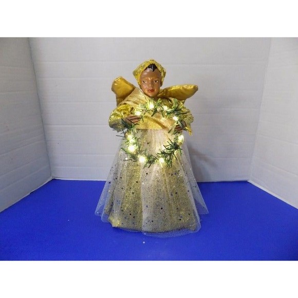 Christmas Black African Angel Tree Topper LED Lights Kwanzaa Angel - Picture 3 of 9
